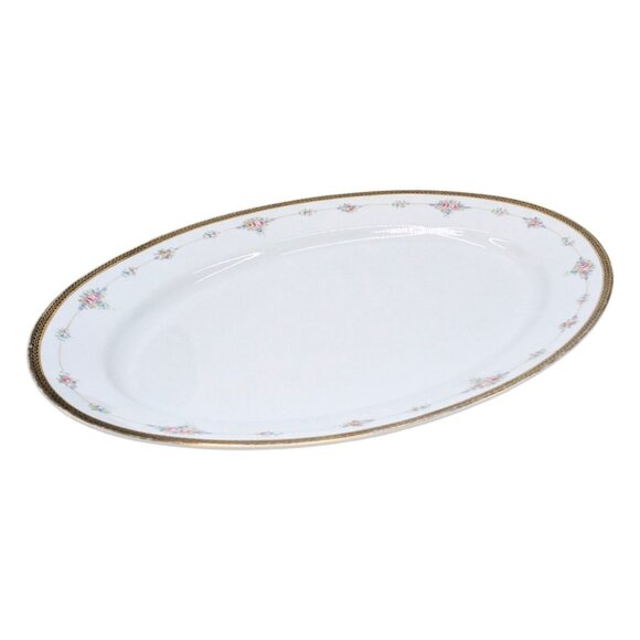 Vtg Noritake M Oval Platter Roses Gold Encrusted Rim N224 Japan 15.5 - Picture 8 of 11